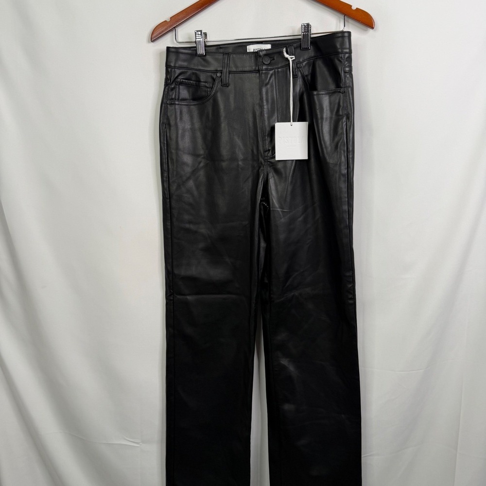 Pistola Lennon High Rise Straight Leg Vegan Leather Pants Black‎ Size 29 NWT - Picture 5 of 9